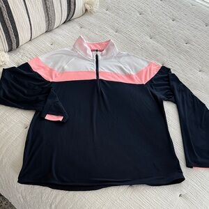 Puma, Women’s Navy and Pink Quarter-Zip Pullover, XXL